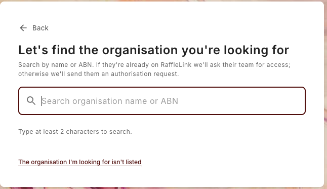 The "Let's find the organisation you're looking for" directory search, by name or ABN.